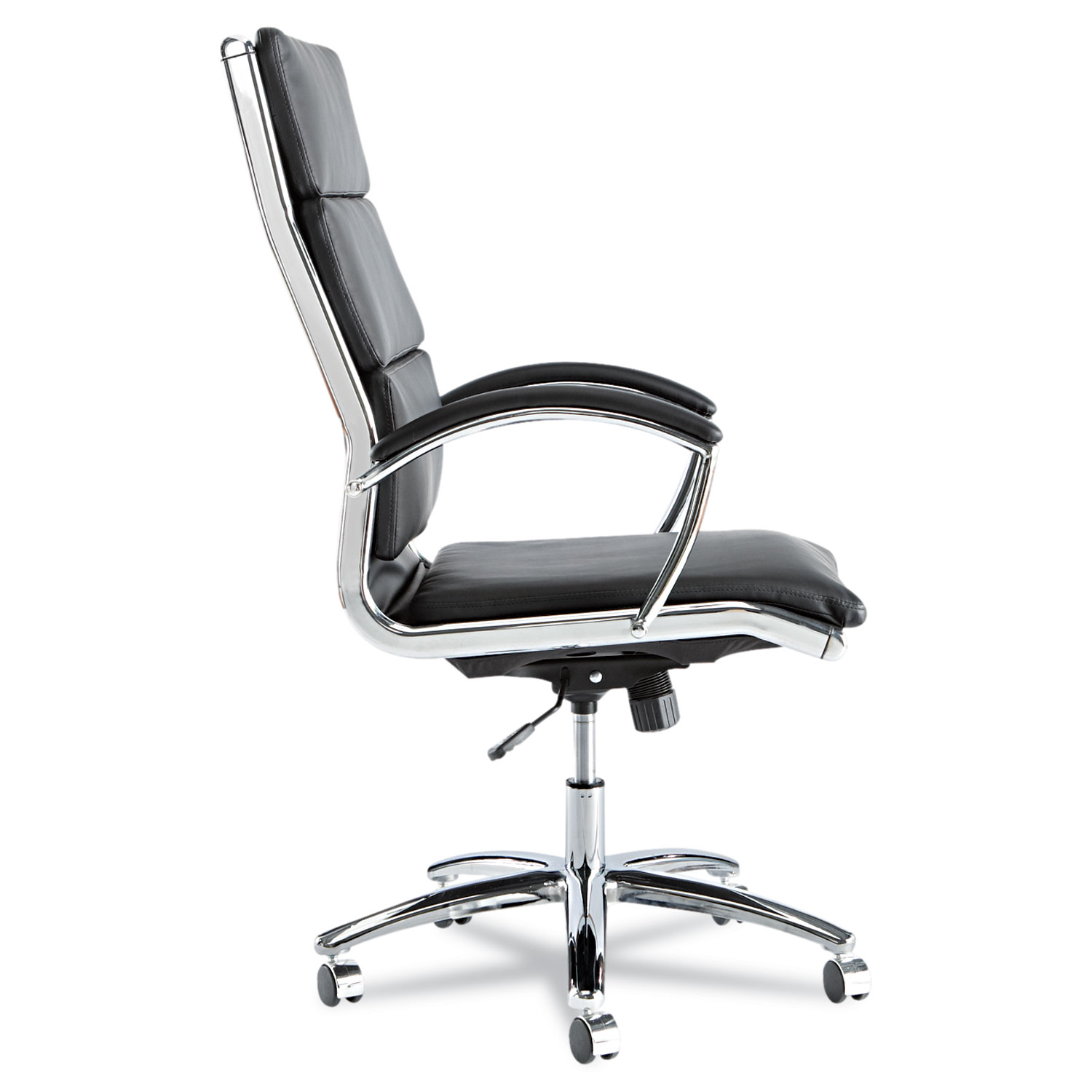 Alera Neratoli High-Back Slim Profile Chair, Faux Leather, 275 lb Cap, 17.32" to 21.25" Seat Height, Black Seat/Back, Chrome - image 3 of 10