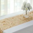 Efavormart 12"X108" Champagne 3D Leaf Petal Taffeta Fabric Table Runner ...