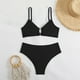 thumbnail image 4 of Conjunto de Bikini de Cintura Alta para Mujeres Color Sólido Sexy Colgantes Ajustables Bikini, Diseño de Corte Alto sin Espalda para Piscina, Playa Y Vacaciones, 4 of 5