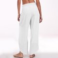 thumbnail image 5 of WFJCJPAF 2024 New Product Clearance！ Pants for Women Plus Size Stretch,Women Imitation Cotton Linen Solid Color Elastic Waist Irregular Pants With Pockets At The Bottom Of The Pants - White M, 5 of 8