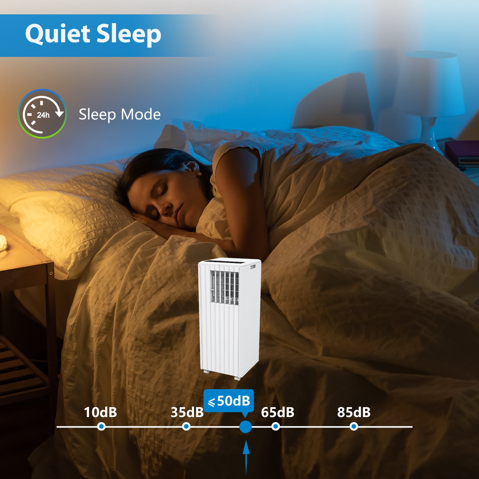 Portable Air Conditioner 8000 BTU, 3-in-1 Compact AC Unit with Cooling, Dehumidifier & Fan, Quiet Operation with 24H Timer, Remote Control & Window Kit for Rooms up to 350 Sq.Ft.