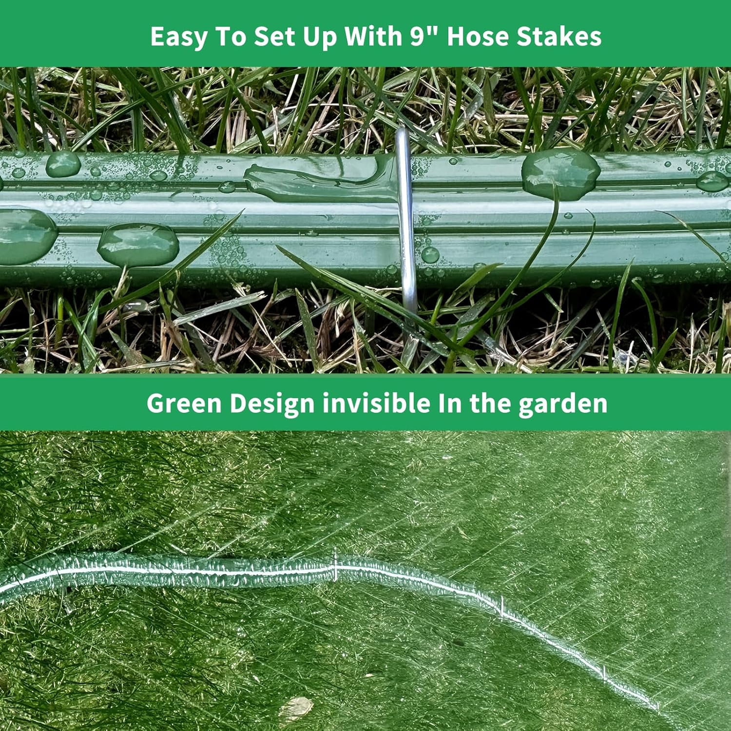 2025 Sprinkler Hose & Soaker Hose for Yard - 100 FT Reinforced Flat Garden Hose with Holes, Heavy Duty No-Kink Lawn Irrigation Hose (Includes Stakes, High Pressure Spray)