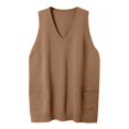 thumbnail image 4 of Brown Cozy Pocket Sweater Vest Women Womens Sleeveless Sweater Vest V Neck Loose Knit Casual Flattering Tunic Top, 4 of 6