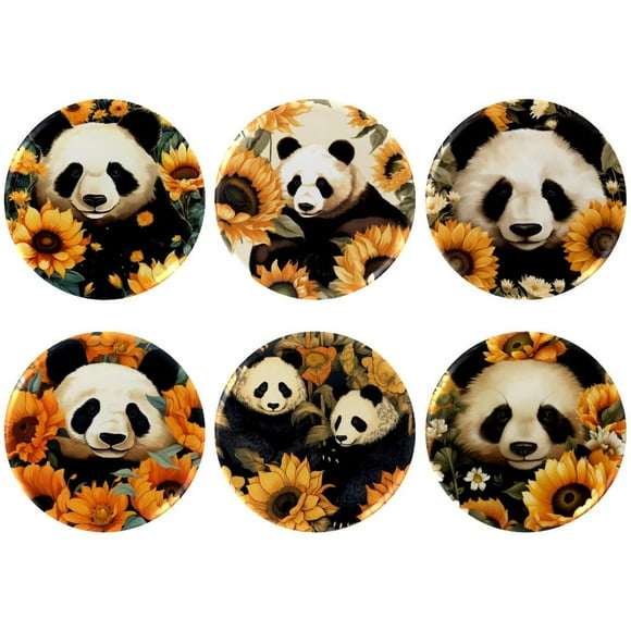 Panda Sunflower Badges with Pins for Backpacks Parties Ties Hats Corporate Events Personalized Custom Photo Text Logo Button