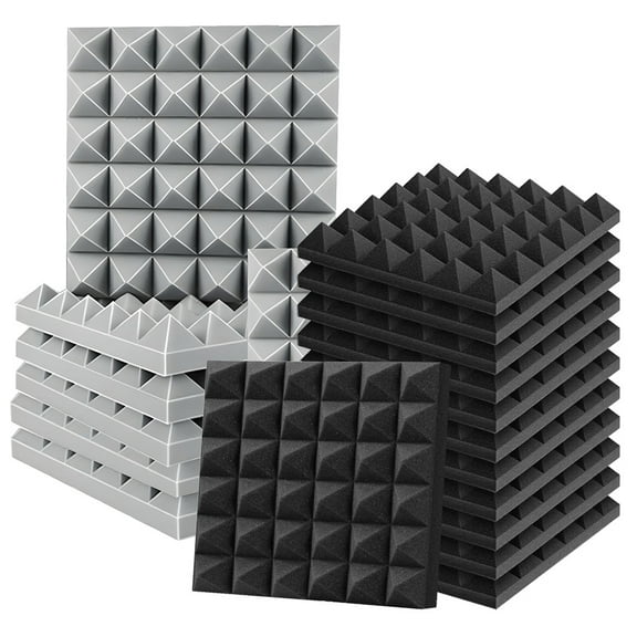 TIANLAIMEI 12"x12"x2" Pyramid Acoustic Foam Sound Proof Wall Panels Studio Acoustic Treatment Sound Absorbing