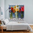 thumbnail image 3 of Spring Flowers Kitchen Curtains Window Panels, Rustic Botanical Vases Floral Oil Painting Insulated Window Treatment Curtain, Grommet Curtains for Bedroom/Living Room/Bathroom, 2 Piece 42"Wx63"L, 3 of 8