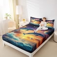 thumbnail image 4 of Homewish Ocean Whale Full Size Sheets,Sea Sealife Bed Sheets,Orange Sunset Sheet Sets For Boys Kids,Microfiber Bedroom Decor,4pcs, 4 of 7