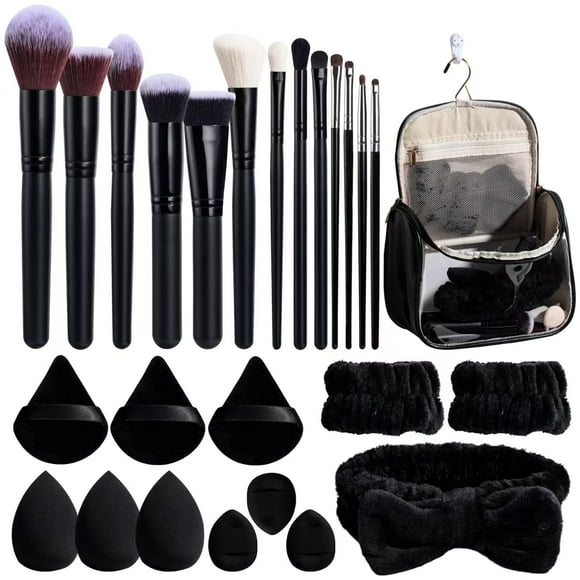 Set de brochas de maquillaje BS-MALL con bolsa de viaje impermeable, 26 piezas