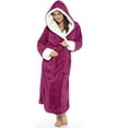 thumbnail image 3 of TAIAOJING Women Hooded Bathrobe Winter Plush Lengthened Shawl Bathrobe Home Clothes Long Sleeved Robe Coat With Belt, 3 of 9