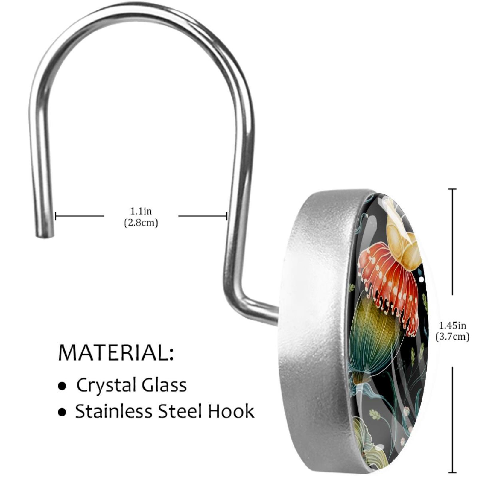 HemaKayy 12 Pcs Decorative Shower Curtain Hooks - Stainless Steel Rings for Bathroom Décor - Easy Glide & Secure Hold - Perfect Decoration for Bathroom Shower Rods - Ocean Sea Slug