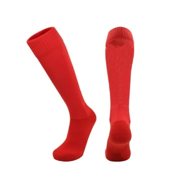 TELOLY Soccer Socks,Breathable Sweat-Wicking Comfort Grip Socks Soccer,Polyester Fiber knee high socksfor Men and Toddlers,Red