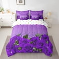 thumbnail image 2 of Purple Rose Bed in a Bag Queen Comforter Set 7 Piece,Diamond Crystal Fluid Art Bedding Set Abstract Ombre Sheet Set with Comforter Romantic Garden Flowers Bed Set,Boho Floral Bohemian Decor, 2 of 6