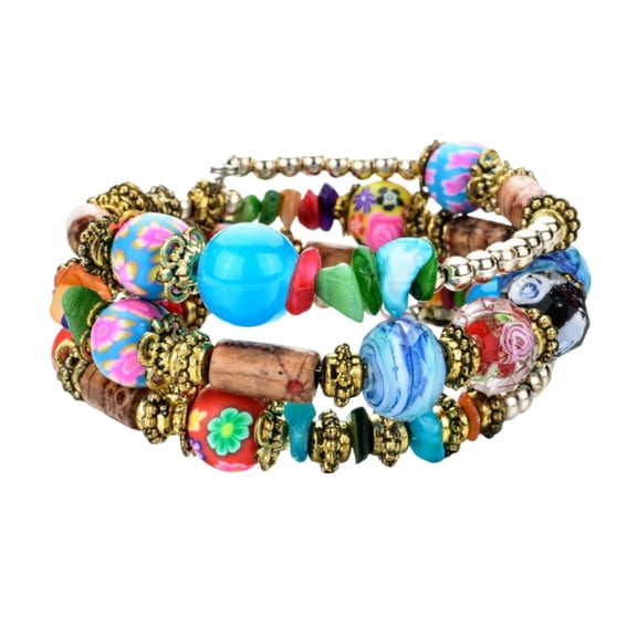 SUSHANG Gravel Crystal Bracelet Stackable Bead Bracelets for Women Stretch Multilayered Bracelet Set Multicolor Jewelry