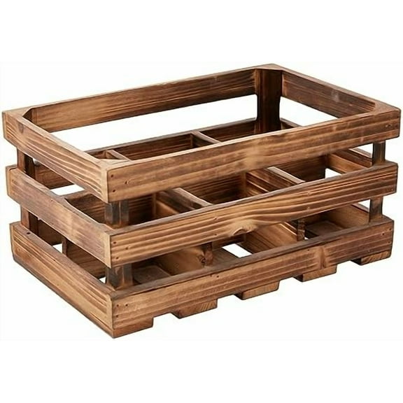 Rustic 6 Bottle Wood Wine Racks Countertop, 13 x 8 inch Burning Finished Bottle Caddy, Handmade Farmhouse Wooden Wine Crates, Bottle Holder Decorative for Milk, Gifts for Wine Lovers