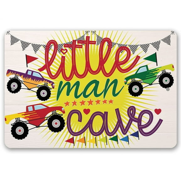 Metal Sign - Little Man Cave - Durable Metal Sign - Use Indoor/Outdoor - Makes a Great Kid's Room Decor and Baby Shower Gift Under $20 (8" x 12")