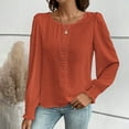 thumbnail image 5 of Fayshow0 Best Selller Round-Neck Tops Shirts Long Sleeve Clearance Women's Casual Solid Color Lace Patchwork Long Sleeved Round Neck Top/shirt,Orange XXL, 5 of 5