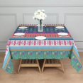 thumbnail image 3 of Colorful Pioneer Flower Striped Pattern Square Tablecloth,Waterproof Square Table Cover,Wipeable Spillproof Washable Table Cover for Home Kitchen Party Decor 52"x52"(132x132cm), 3 of 6