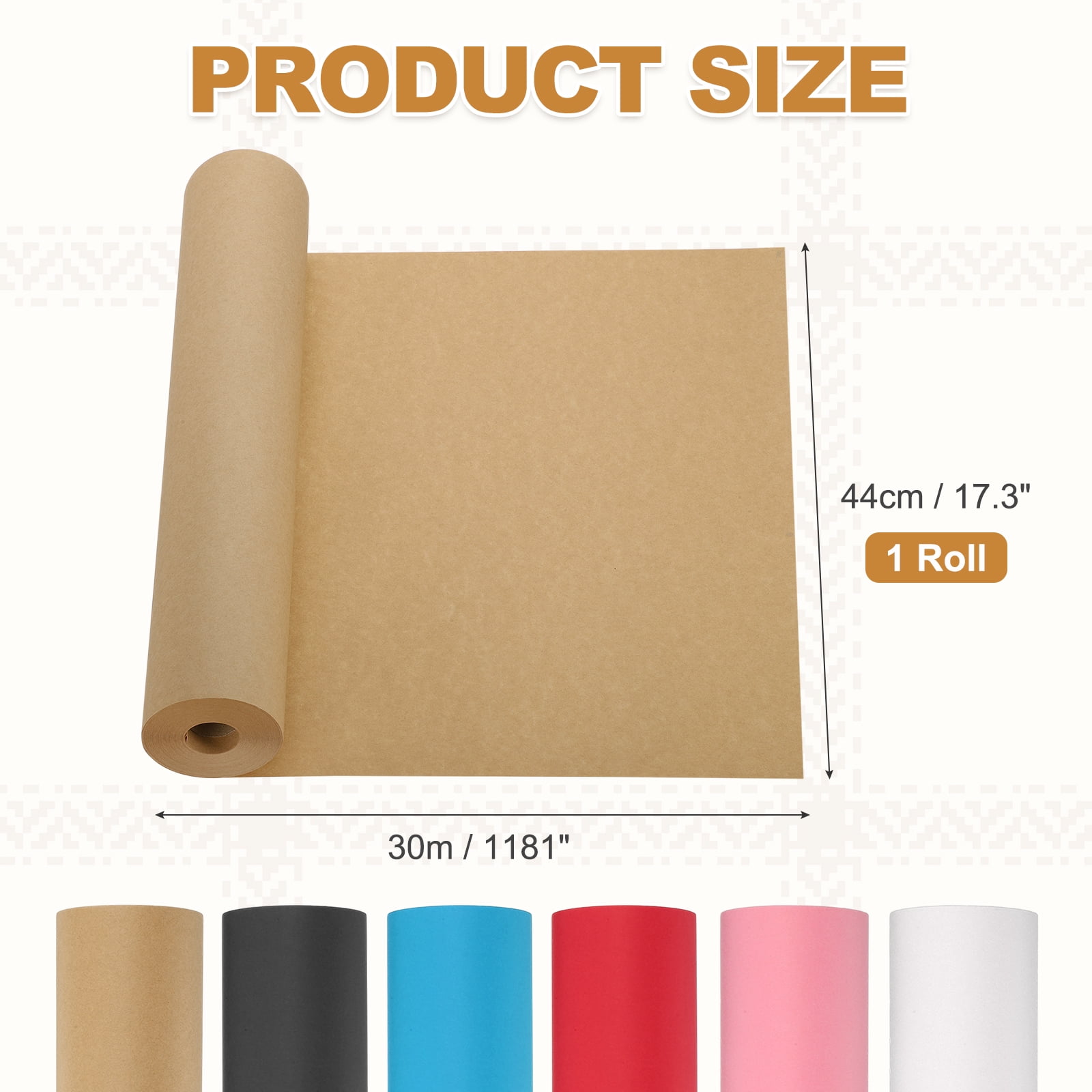 Uxcell Kraft Wrapping Paper Roll, 1181''x17.3'' Decorative Paper with Shrink Film for Gift Wrapping Bouquet Flower Bulletin Board Art Painting Craft Packaging Shipping, Dark Brown