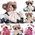 thumbnail image 4 of YAOBAMM Scarf Hat Set Winter Bear Ear Hat Adorable Soft Thickened Cold Proof Ear Protection Beanie, 4 of 7