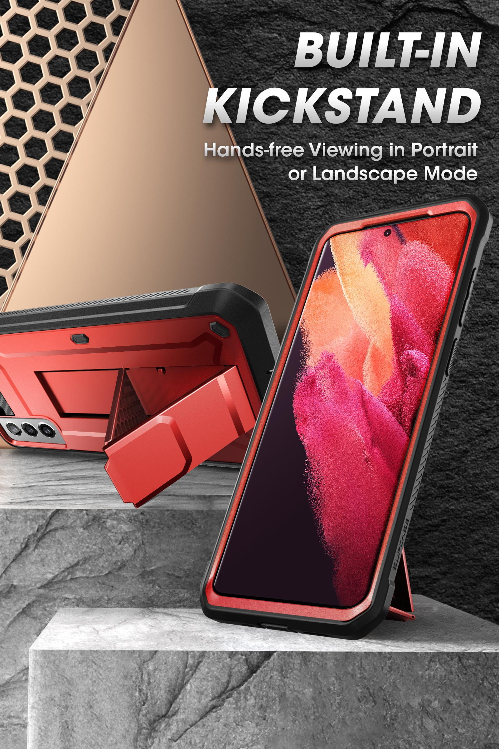 SUPCASE Unicorn Beetle Pro Series Case Designed for Samsung Galaxy S21 Plus 5G (2021 Release), Full-Body Dual Layer Rugged Holster & Kickstand Case Without Built-in Screen Protector (Ruddy)