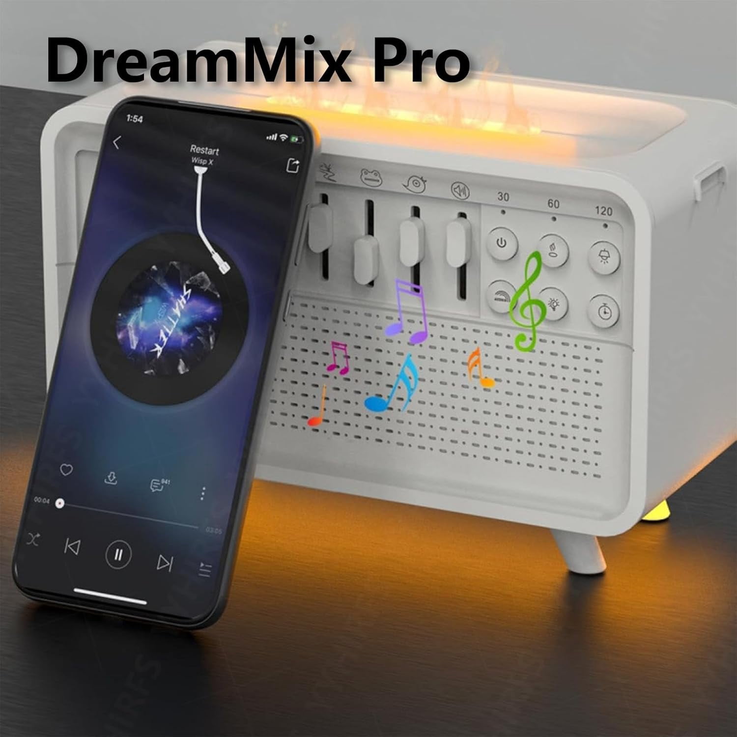 DreamMix Pro – White Noise Sound Machine with Scented Mist & Night Light, Aromatherapy Humidifier with 8 Ambient Sounds for Sleep,Meditation,Yoga