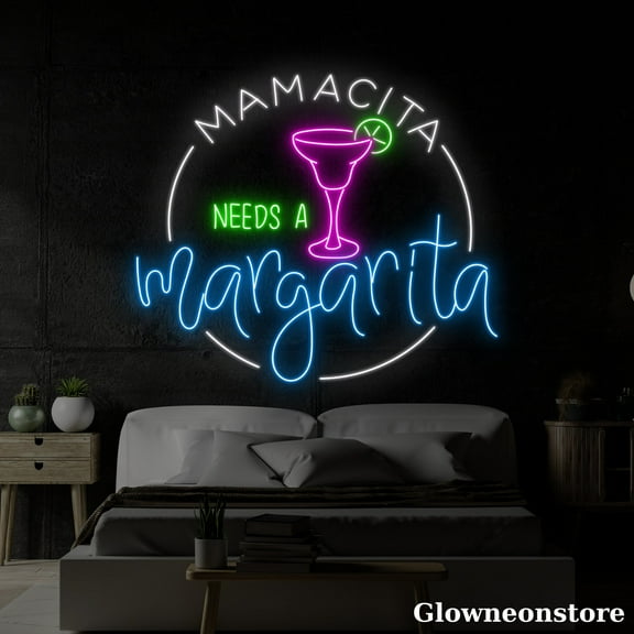 Glowneon Mamacita Need a Margarita Neon Sign, Margarita Led Sign, Bar Club Lounge Decor