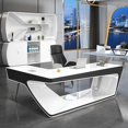 thumbnail image 2 of Writing Desk Executive Office Wooden Manicure Table Gaming Desk Table Desktop Meeting Mesa De Escritorio Nordic Furniture My Lux Decor Round, 2 of 18