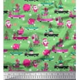 thumbnail image 1 of Soimoi Japan Crepe Satin Fabric Gift Box,Car & Santa Christmas Print Fabric by The Yard 42 Inch Wide, 1 of 1