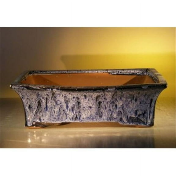 Bonsai Boy L196 12 x 9.5 x 3.4 in. Ceramic Bonsai Pot, Marble Blue - Rectangle