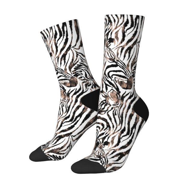 Balery Leopard And Zebra Calcetas Largas con Estampado para Hombre y Mujer – Suaves y Transpirables, Talla Única (US 5-11)