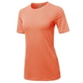 thumbnail image 2 of A2Y Women's Basic Solid Premium Cotton Short Sleeve Crew Neck T Shirt Tee Tops Deep Coral XL, 2 of 6