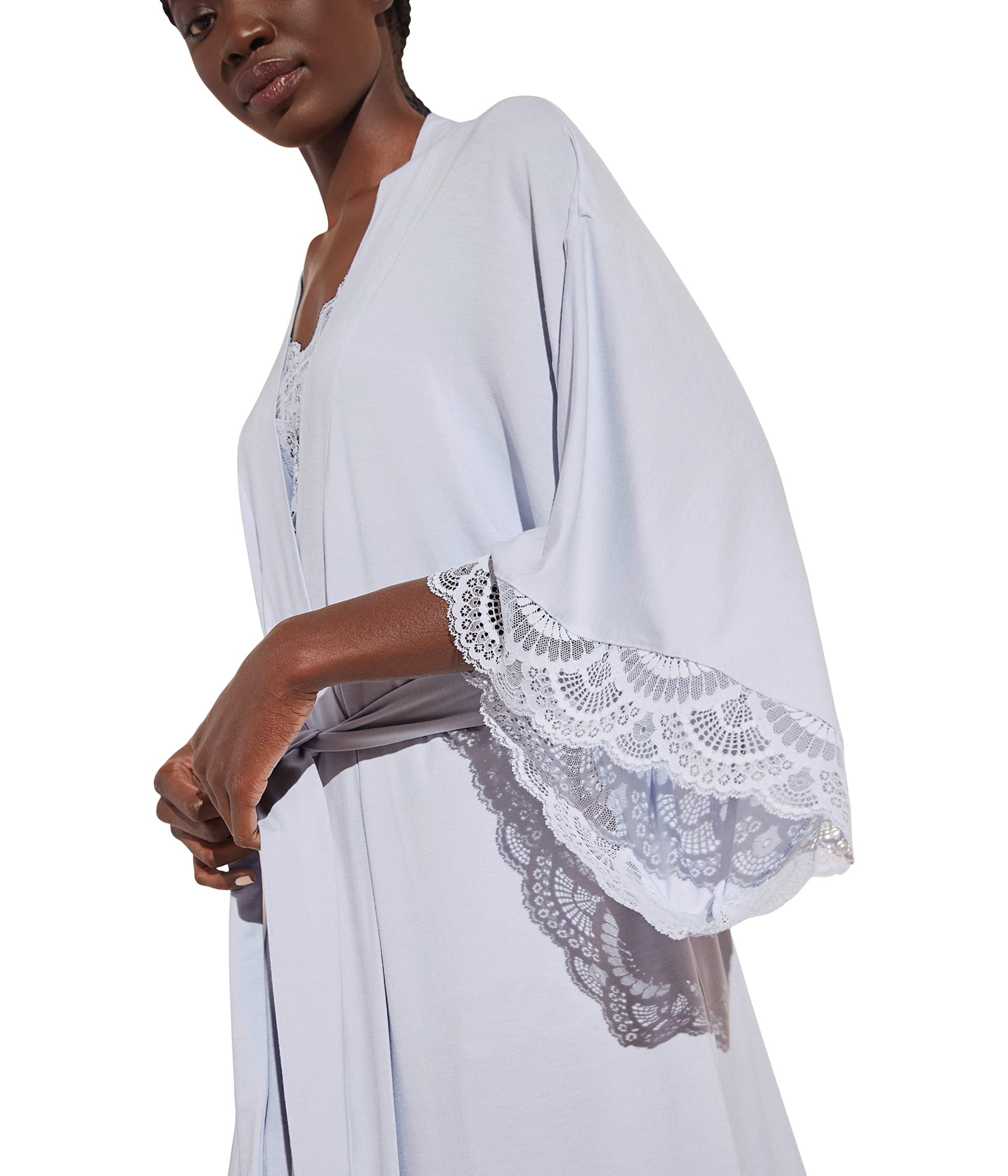Eberjey Mariana Mademoiselle Kimono Robe (Womens, Ice Blue, SM 