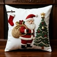 thumbnail image 1 of Feltree Christmas Printed Pillowcases 18x18 Inches with Snowman Santa Reindeer Patterns, Soft Fleece Material, Easy Wash Zipper, Festive Home Decor and Gift, 1 of 8