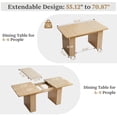 thumbnail image 6 of Wirrytor Rectangle Extendable Dining Table for 6-8 People Modern Expandable Kitchen Table with White Pedestal Base Wood veneer Particle Board Space Saving Design. Oak, 6 of 8