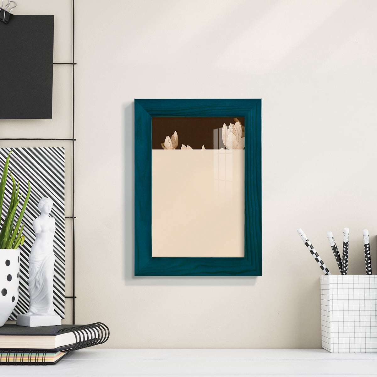 Asian Brocade II - Framed Print w/glass - Ocean Blue