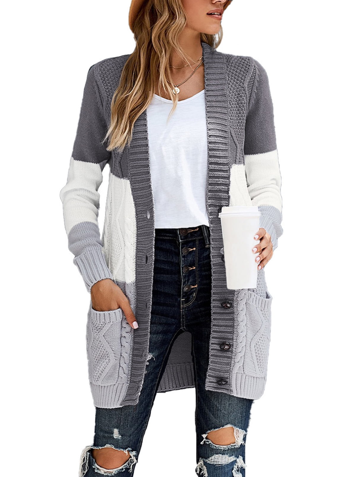 Open Front Cardigan Sweater Solid 