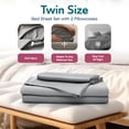 thumbnail image 2 of Sleepgram Viscose from Bamboo Twin Bed Sheets w/2 Pillowcases, Grey Stone, 2 of 6