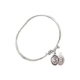 thumbnail image 2 of 5 3/4 inch Oval Eye Hook Bangle Bracelet w/ St. Rita / Baseball in Sterling Silver, 2 of 3