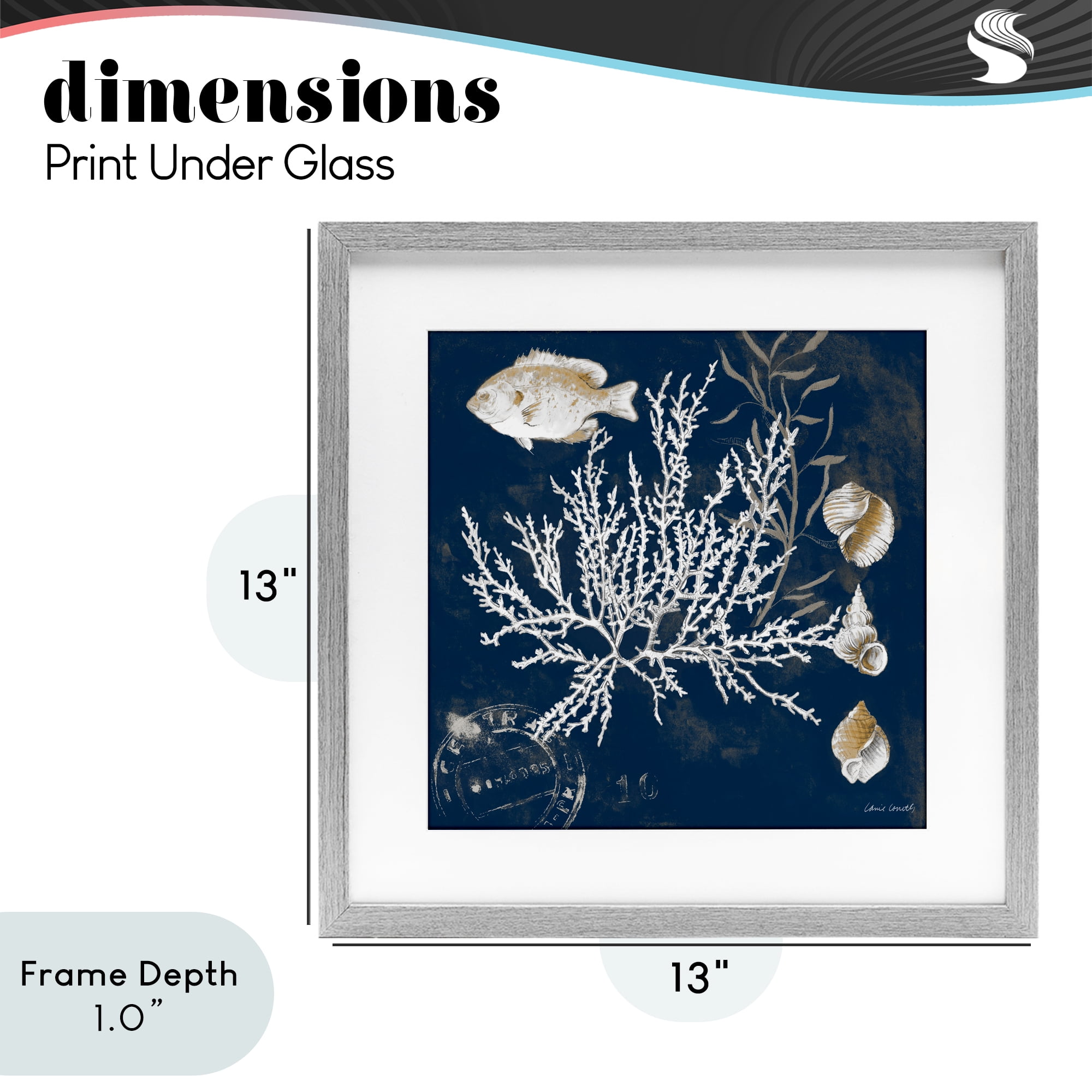 Stupell Industries Coral Medley on Blue Gray Framed Print Under Glass, design by Lanie Loreth
