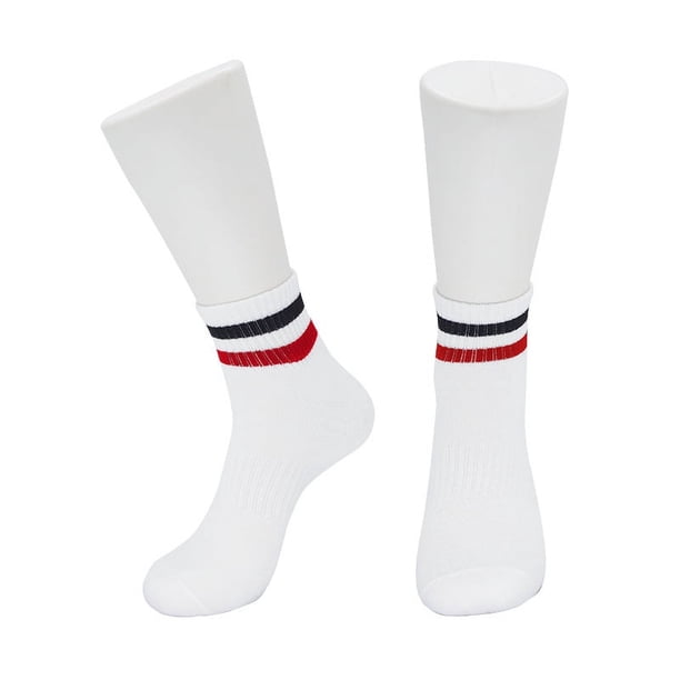 Calcetines de tubo medio, calcetines finos para hombre, a rayas, transpirables, para verano y otoño, calcetines deportivos informales, de poliéster y algodón, medias altas de negocios para mujer