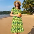 thumbnail image 4 of Sikiie Kiwi and Avocado Print Women's Short-sleeved Dress, Round Neck Slim Knee-length Dress, Summer Clothing Suitable for Daily Leisure and Vacation, 4 of 6
