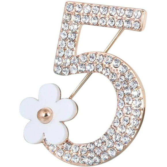 Comelyjewel Broche Numéro Cinq Broche Foulard Corsage Broche Strass pour Mariage/banquette/bouquet Doré