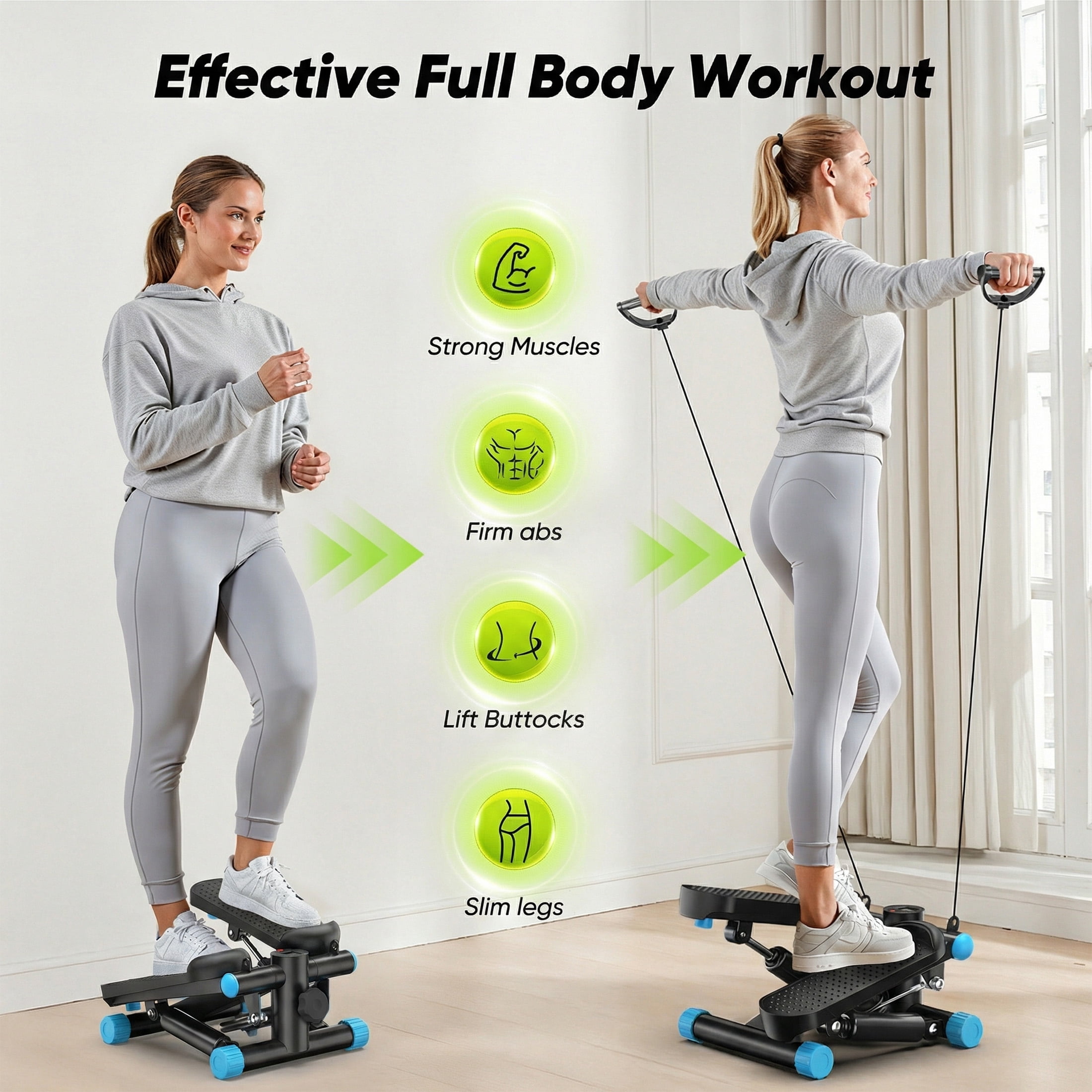 edx Steppers for Exercise, Mini Home Fitness Step with Resistance