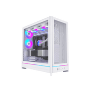 MONTECH HS01 PRO, ATX Mid-Tower PC Case, Gaming PC, High-Airflow, Reversible Layout, Mesh Front Panel, 5x ARGB PWM Fan Pre-Installed, Sink-in Design, Toolless Panels, White