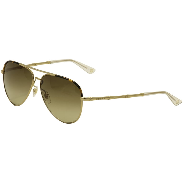 Gucci Women s GG4276S GG 4276 S J5G CC Gold Havana Clear Aviator Sunglasses 59mm