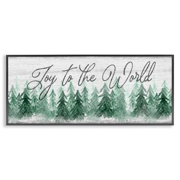Stupell Industries French Country Joy to the World Pine Trees Black Framed Giclee Art, 30 x 13, by Natalie Carpentieri
