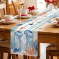 thumbnail image 5 of Blue Coastal Jellyfish Table Runner 70 Inches, Nautical Sea Beach Starfish Coral Bed Runner Dresser Scarves Tabletop for Indoor Outdoor Parties/Ceremony/Banquet, 13" x 70", 5 of 9