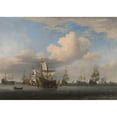 thumbnail image 2 of Willem van de Velde the Younger 18x14 Gold Ornate Wood Frame and Double Matted Museum Art Print Titled - Captured English Ships After the Four Days’ Battle (C. 1666), 2 of 4
