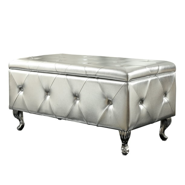 AC Pacific Leather or Fabric Upholstered Tufted Storage Bench - Walmart