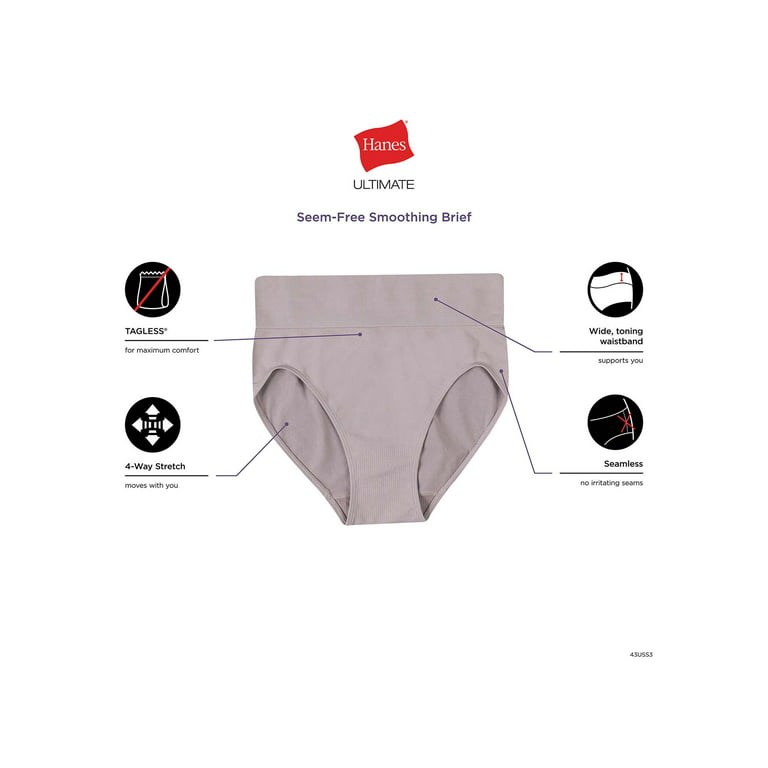 Hanes Premium Women's Size 5 S Seamless Smoothing 3 Pair Hi-Cuts Panties